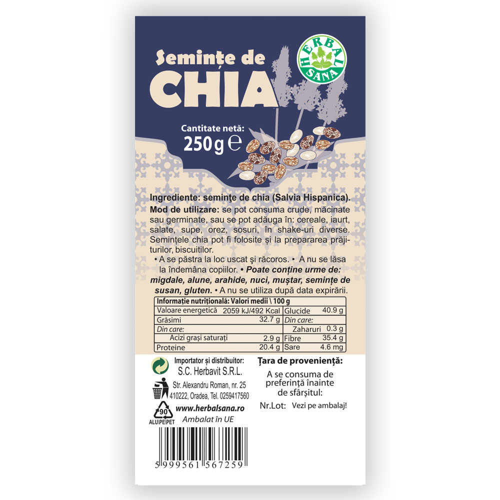 5999561567259 Chia 250g - HerbalSana