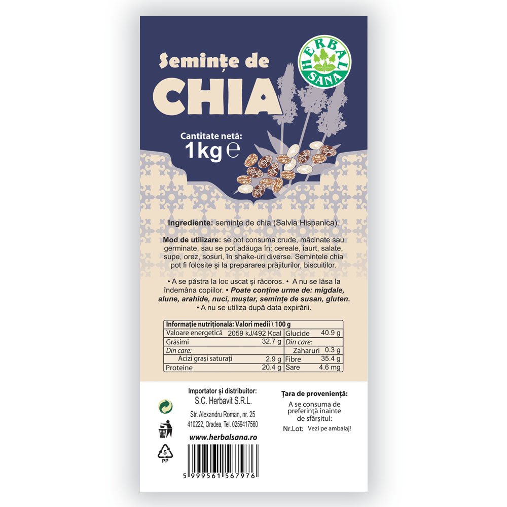 5999561567976 Chia 1kg - HerbalSana