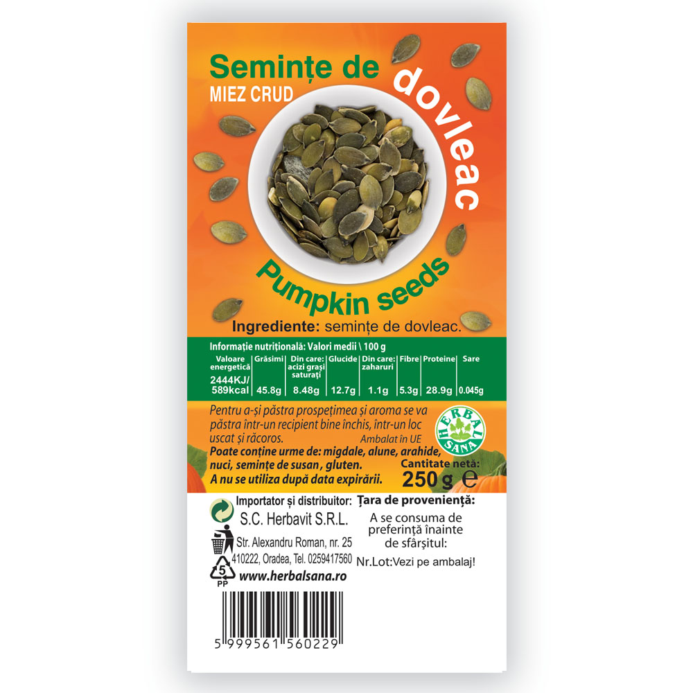 5999561560229 Seminte dovleac 250g - HerbalSana