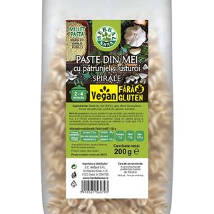 Paste din mei cu pătrunjel și usturoi, spirale, Vegan, fără gluten - 200g