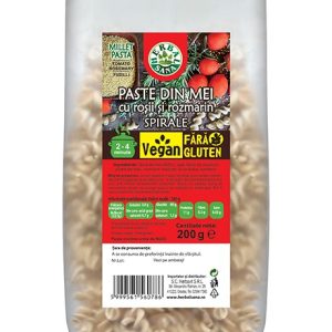 Paste din mei cu roșii și rozmarin, spirale, Vegan, fărăr gluten - 200g